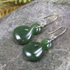 Twist Earrings carved from Kawakawa Pounamu - NZ Greenstone