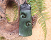 Toki or Adze with Koru carved from Hapopo Pounamu - NZ Greenstone
