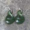 Twist Earrings carved from Kawakawa Pounamu - NZ Greenstone