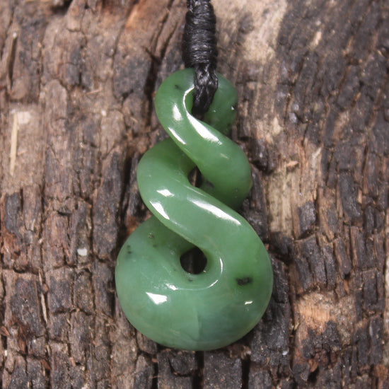 Twist or Pikorua carved from Hapopo Pounamu - NZ Greenstone