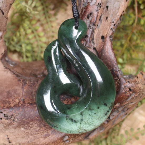 Whale Tail carved from Kawakawa Pounamu - NZ Greenstone