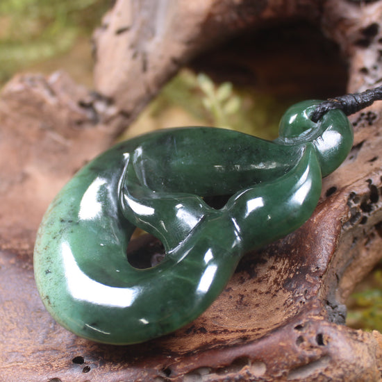 Whale Tail carved from Kawakawa Pounamu - NZ Greenstone