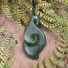 Koru Twist carved from Hapopo Pounamu - NZ Greenstone