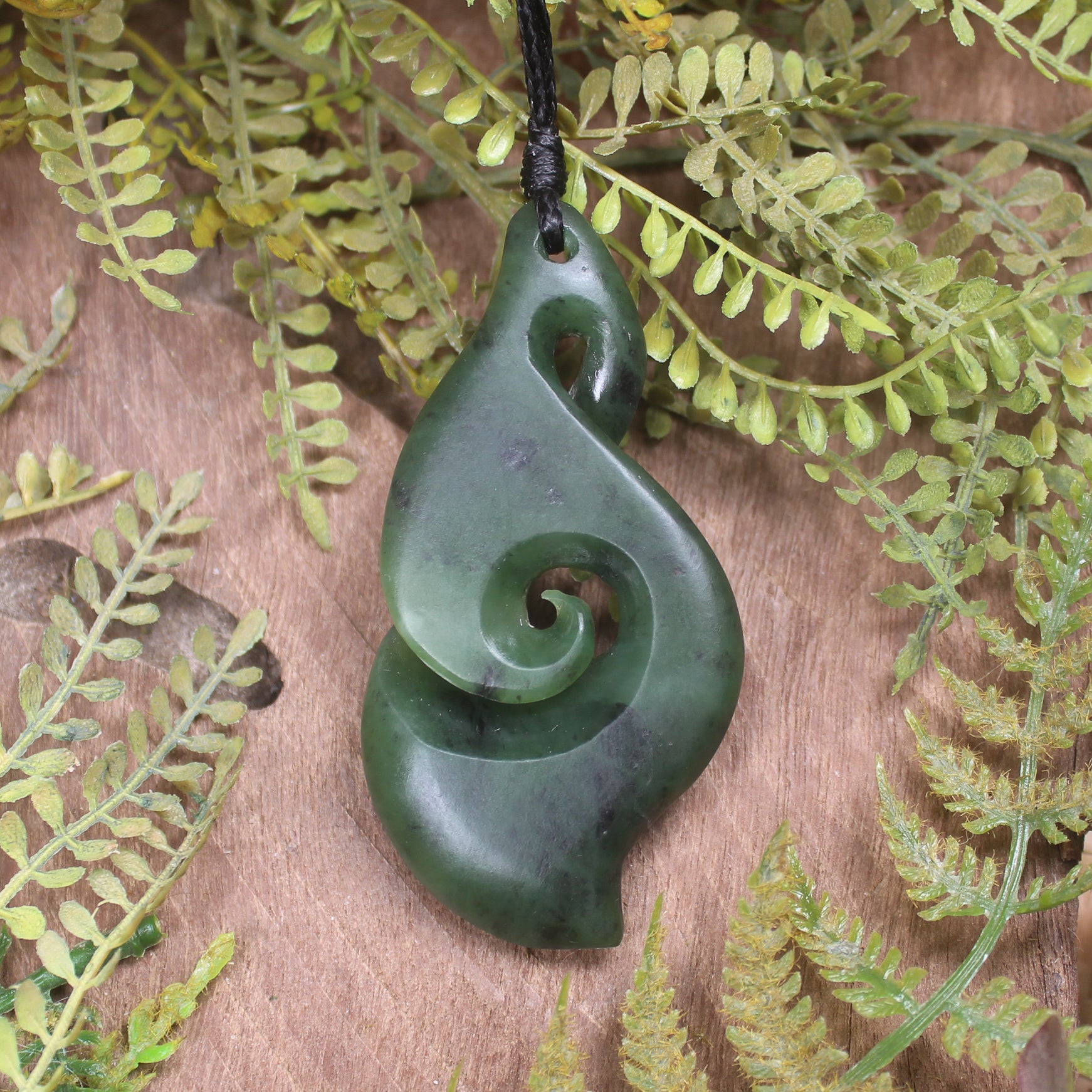 Koru Twist carved from Hapopo Pounamu - NZ Greenstone