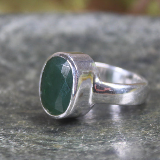 Sterling Silver Kawakawa Pounamu Ring - NZ Greenstone