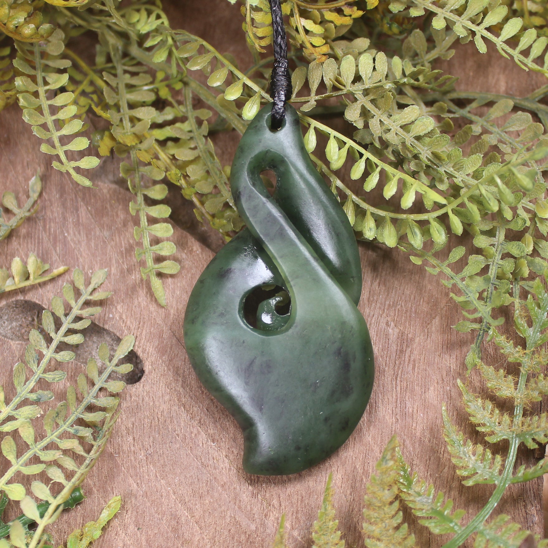 Koru Twist carved from Hapopo Pounamu - NZ Greenstone