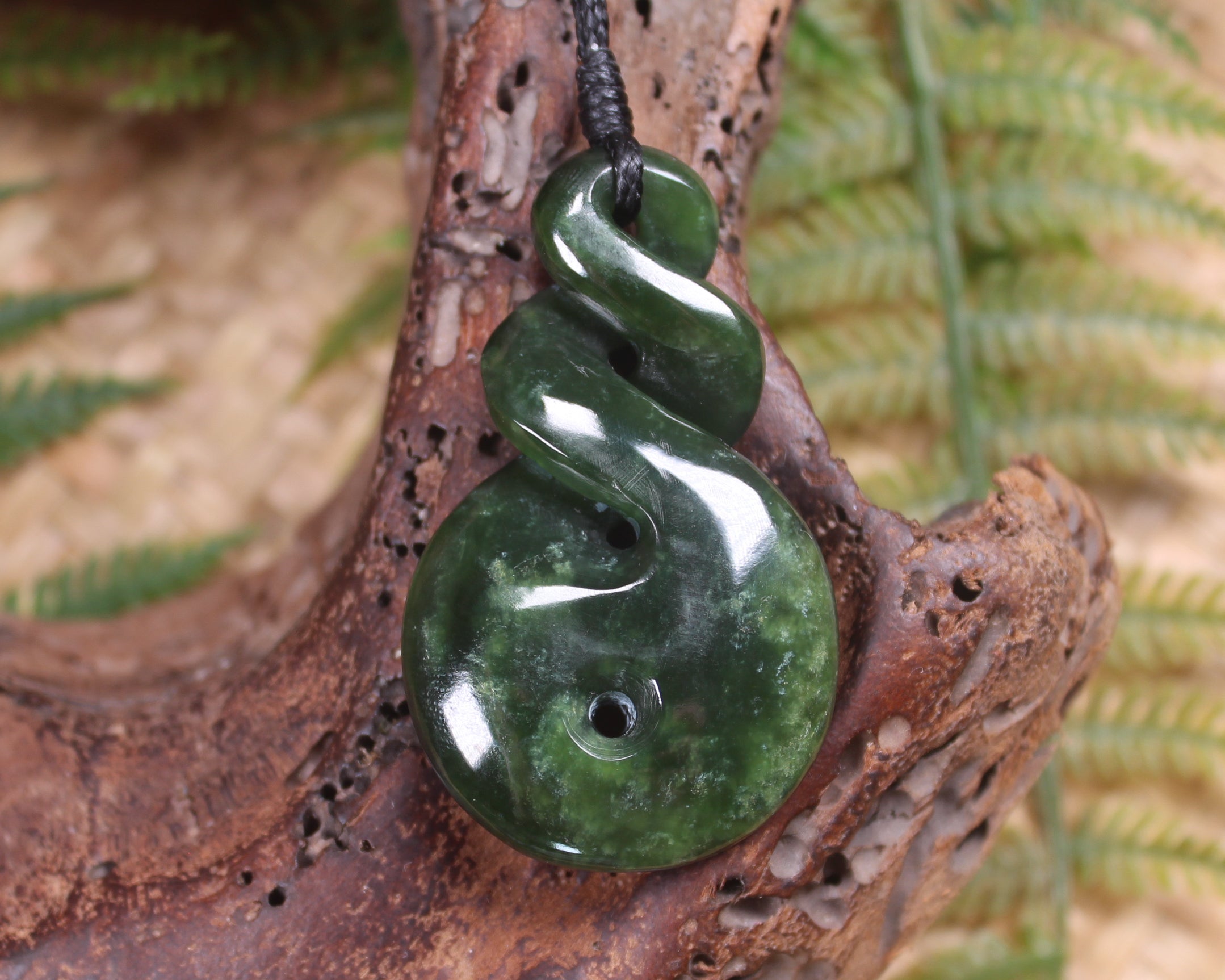 Koru Twist carved from Kawakawa Pounamu - NZ Greenstone