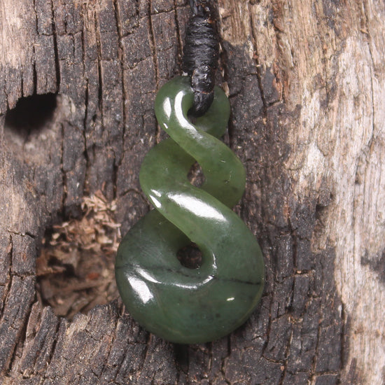 Twist carved from Rimu Pounamu - NZ Greenstone