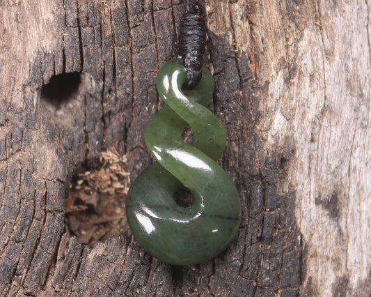 Twist carved from Rimu Pounamu - NZ Greenstone