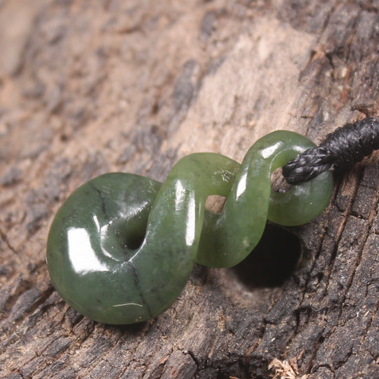Twist carved from Rimu Pounamu - NZ Greenstone