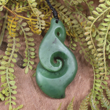 Koru Twist carved from Hapopo Pounamu - NZ Greenstone