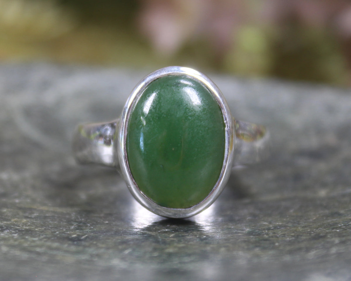 Sterling Silver Hapopo Pounamu Ring - NZ Greenstone