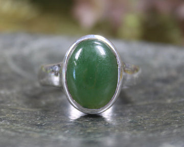 Sterling Silver Hapopo Pounamu Ring - NZ Greenstone