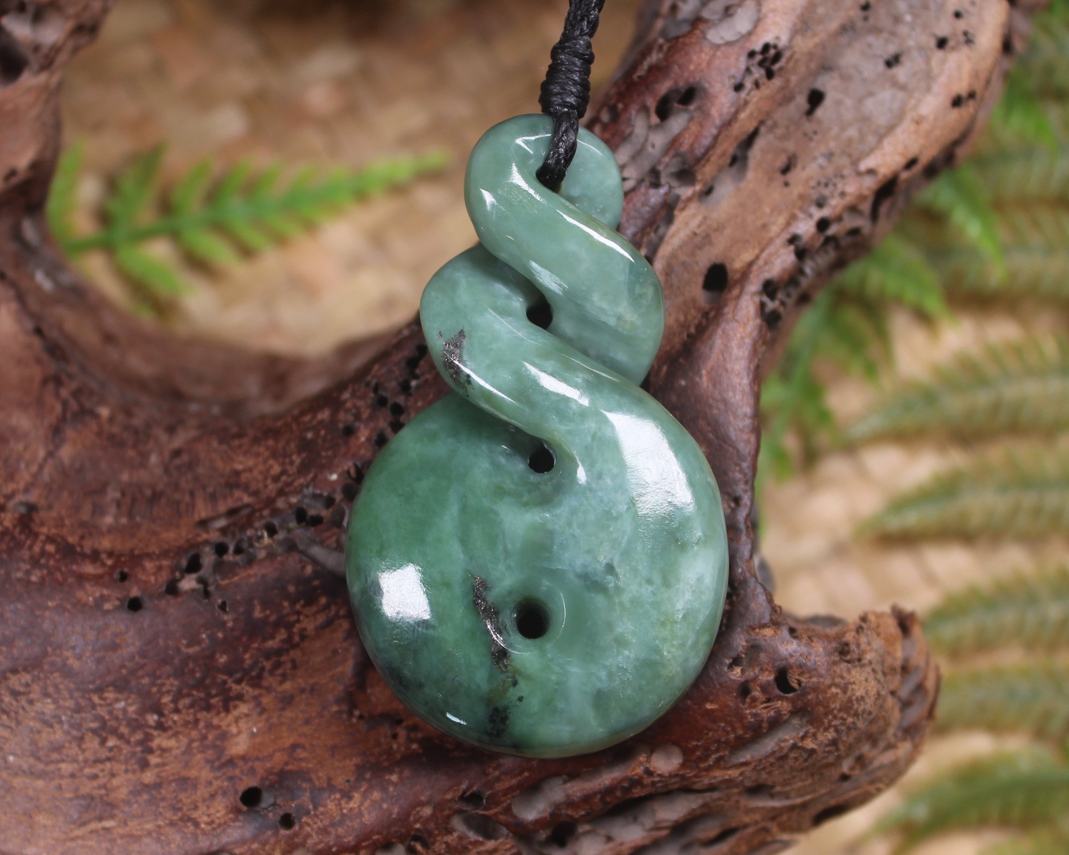 Koru Twist carved from Inanga Pounamu - NZ Greenstone