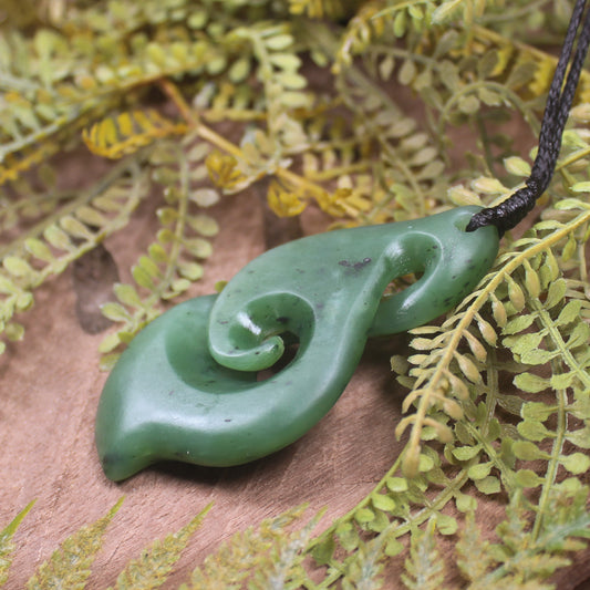 Koru Twist carved from Hapopo Pounamu - NZ Greenstone