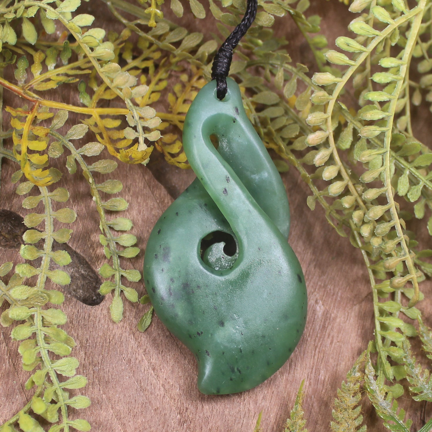 Koru Twist carved from Hapopo Pounamu - NZ Greenstone