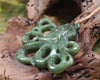 Te Wheke or Octopus Pendant carved from Hapopo Pounamu - NZ Greenstone