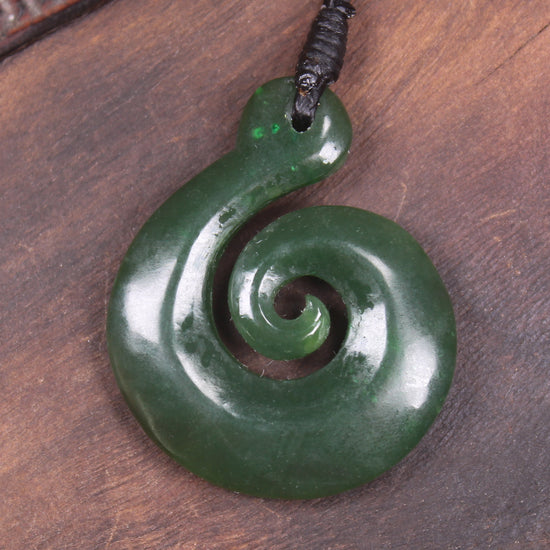 Koru pendant carved from Kawakawa Pounamu - NZ Greenstone