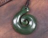 Koru pendant carved from Kawakawa Pounamu - NZ Greenstone