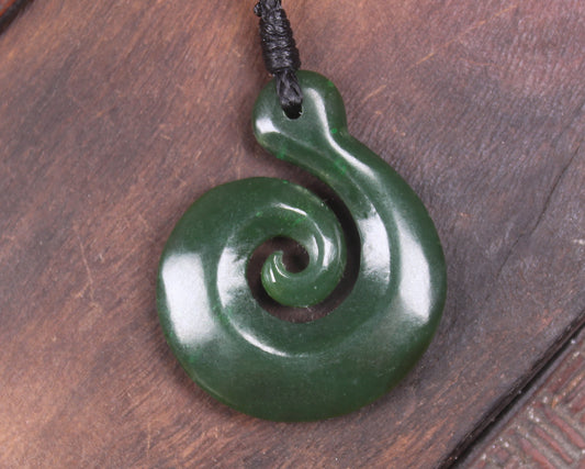 Koru pendant carved from Kawakawa Pounamu - NZ Greenstone