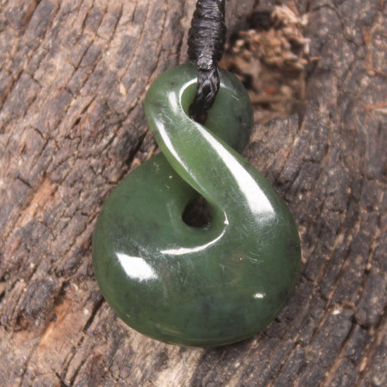 Twist carved from Rimu Pounamu - NZ Greenstone