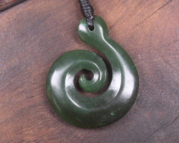 Koru pendant carved from Kawakawa Pounamu - NZ Greenstone