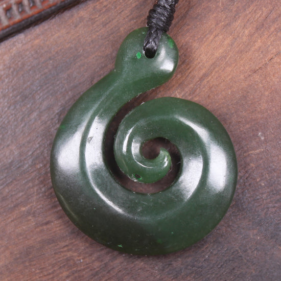 Koru pendant carved from Kawakawa Pounamu - NZ Greenstone