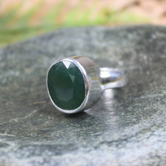 Sterling Silver Hapopo Pounamu Ring - NZ Greenstone