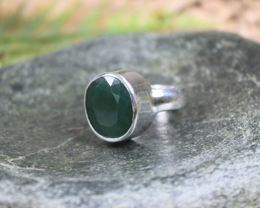 Sterling Silver Hapopo Pounamu Ring - NZ Greenstone