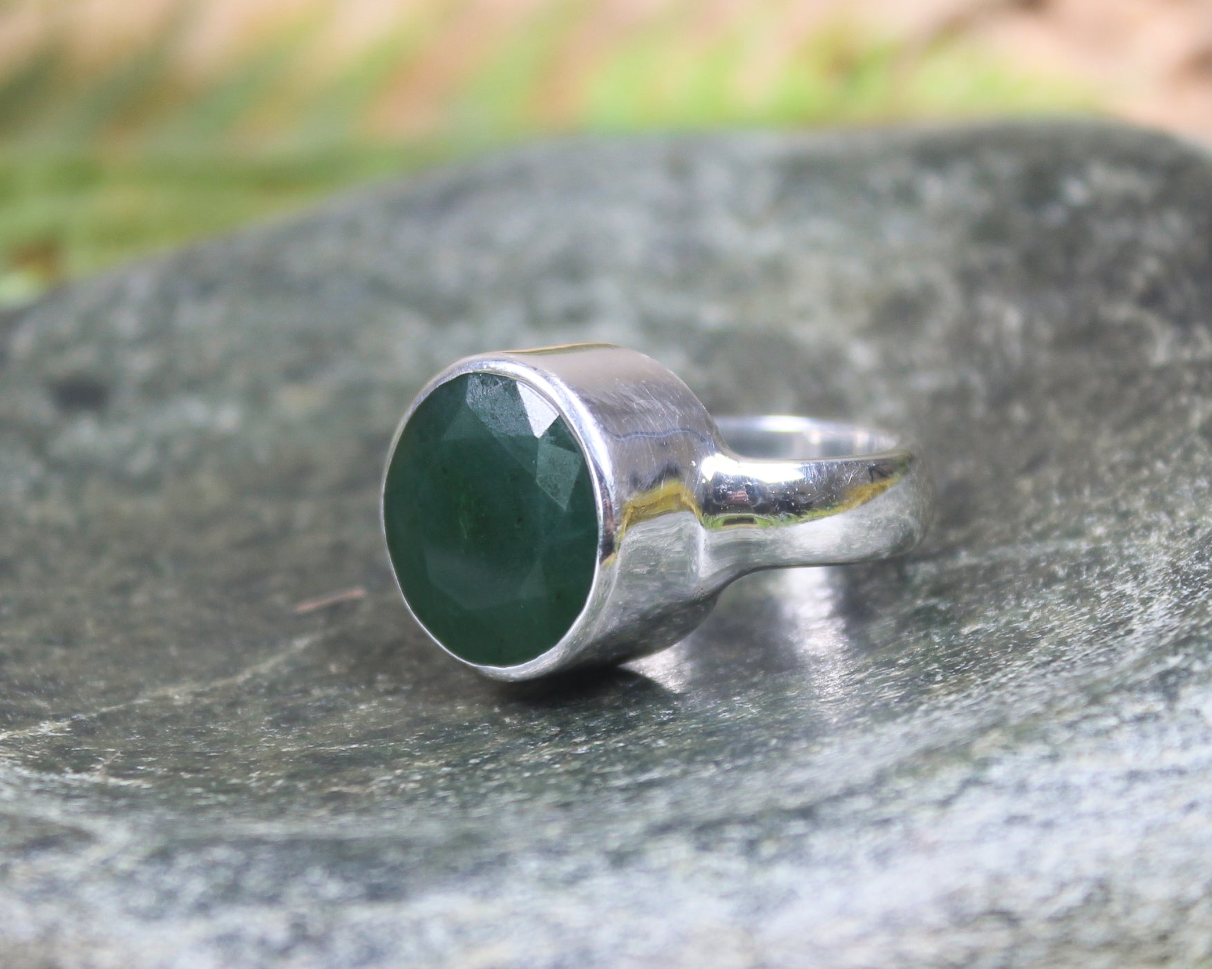 Sterling Silver Hapopo Pounamu Ring - NZ Greenstone