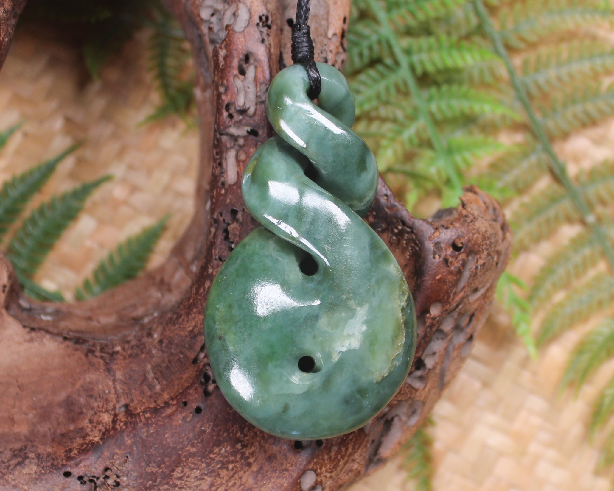 Koru Twist carved from Inanga Pounamu - NZ Greenstone