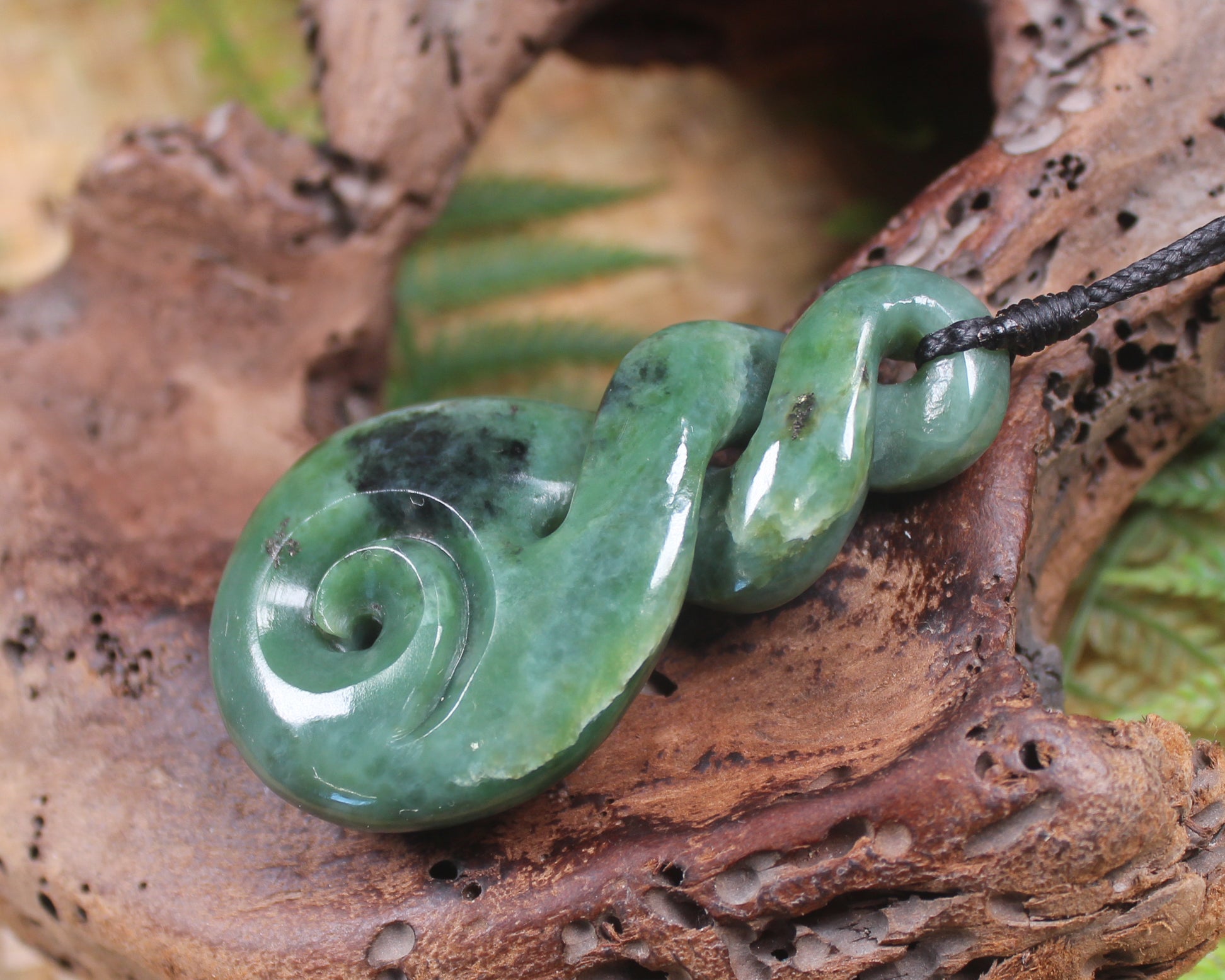 Koru Twist carved from Inanga Pounamu - NZ Greenstone