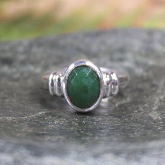 Sterling Silver Hapopo Pounamu Ring - NZ Greenstone