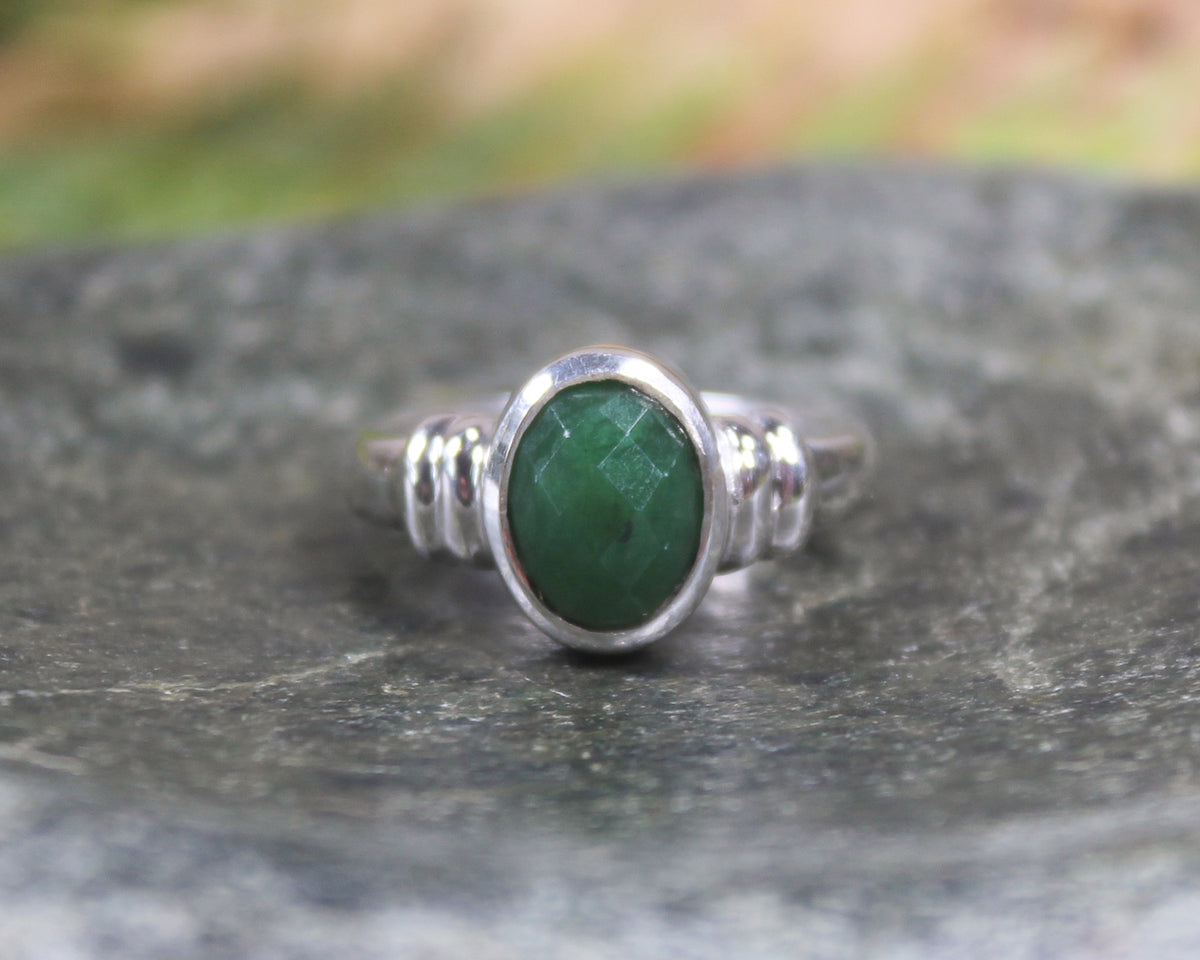 Sterling Silver Hapopo Pounamu Ring - NZ Greenstone
