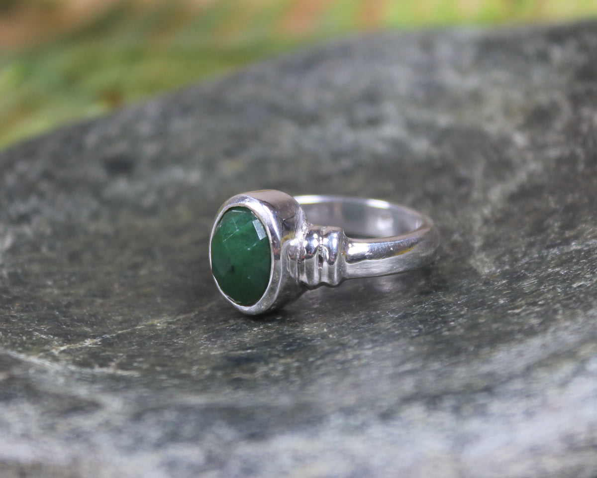 Sterling Silver Hapopo Pounamu Ring - NZ Greenstone