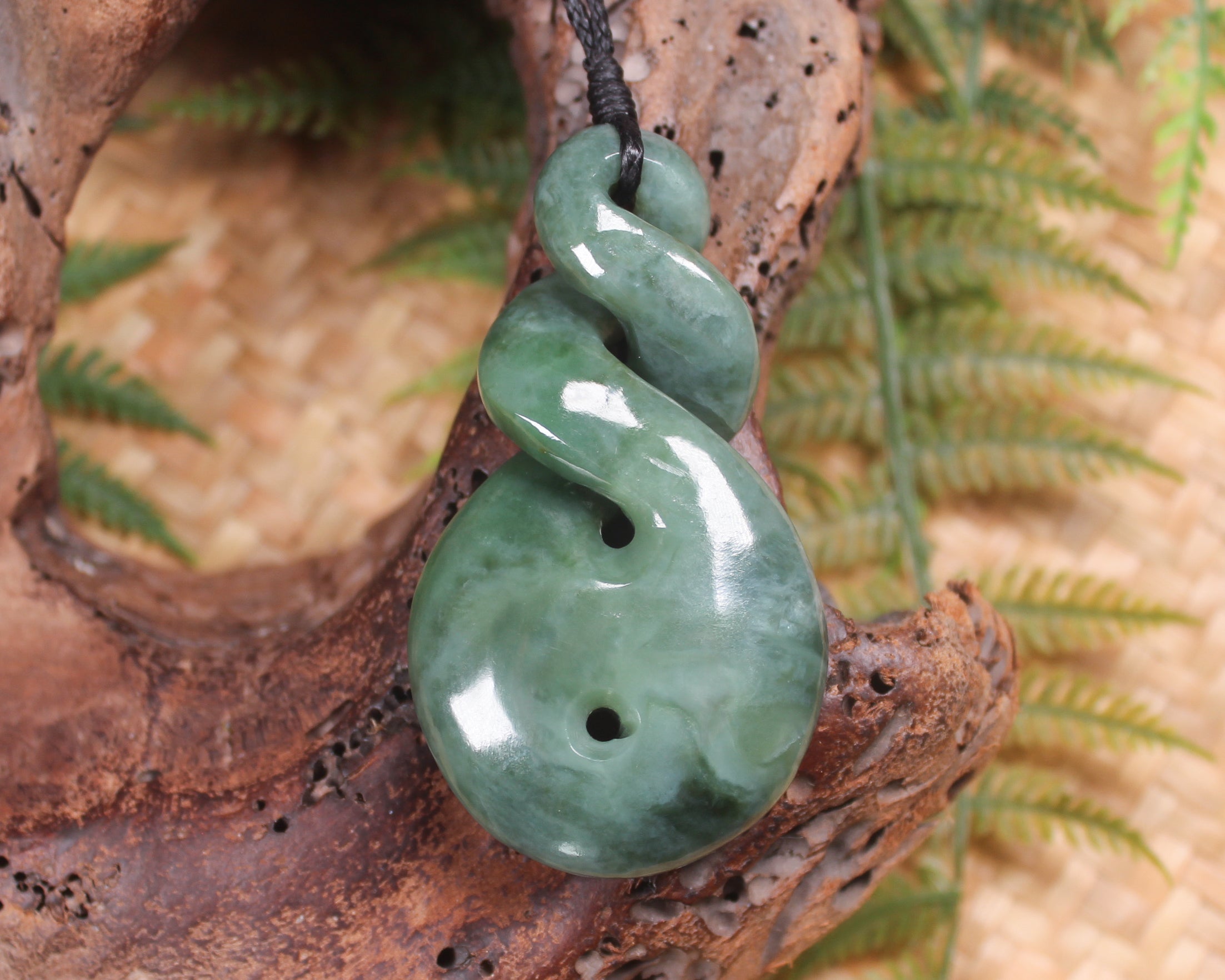 Koru Twist carved from Inanga Pounamu - NZ Greenstone