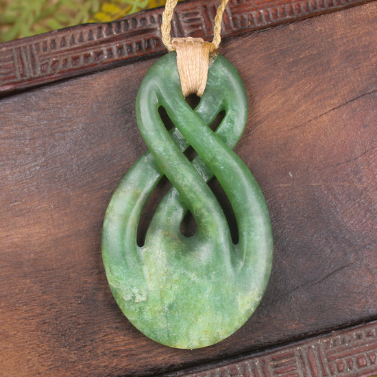 Twist Pendant carved from Kawakawa Pounamu - NZ Greenstone
