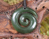 Koru carved from Rimu Pounamu - NZ Greenstone