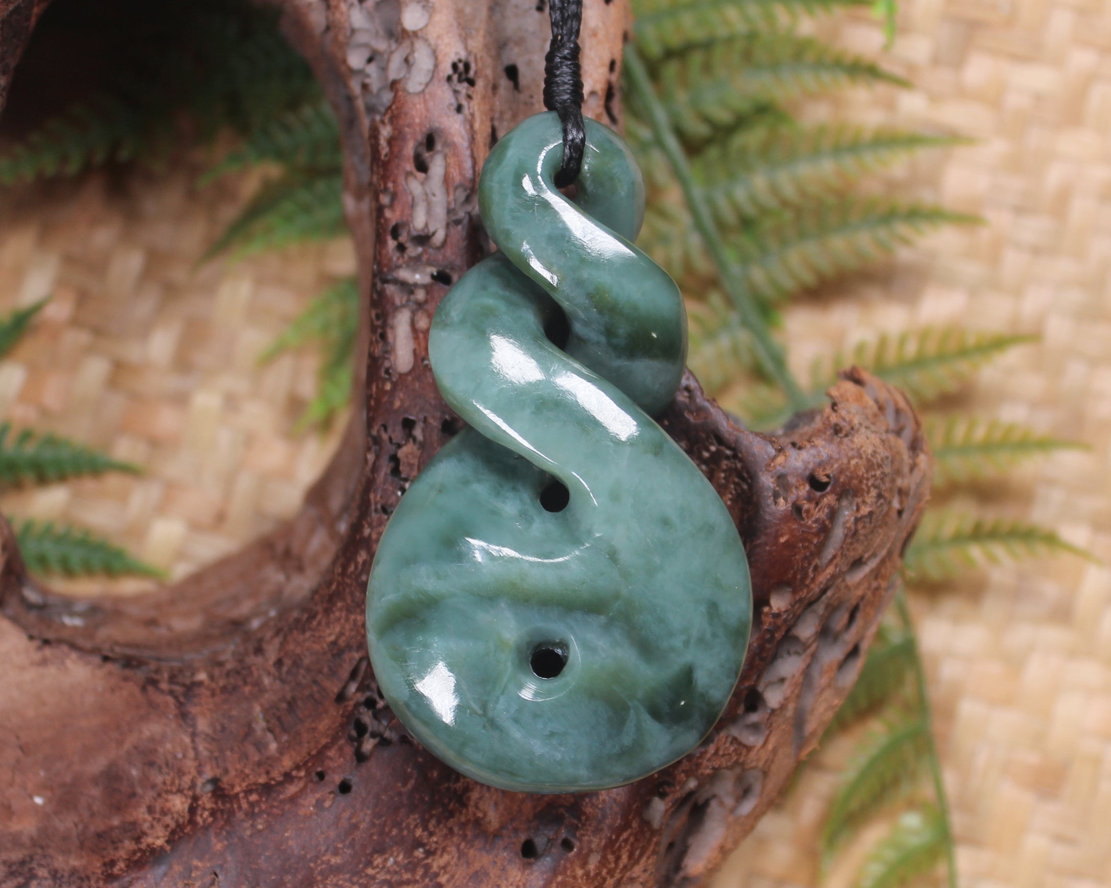 Koru Twist carved from Inanga Pounamu - NZ Greenstone