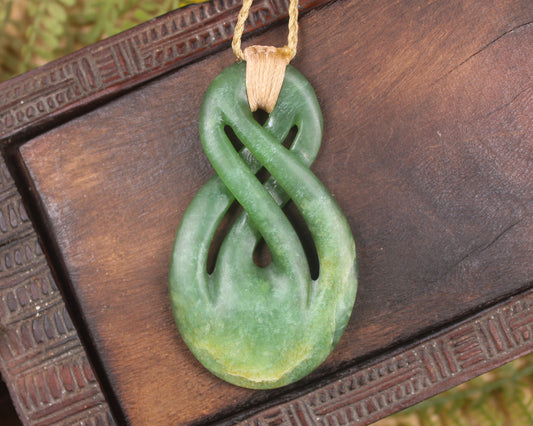 Twist Pendant carved from Kawakawa Pounamu - NZ Greenstone