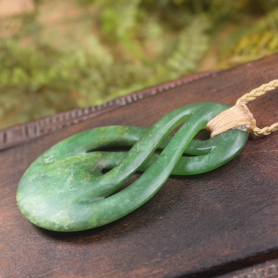 Twist Pendant carved from Kawakawa Pounamu - NZ Greenstone