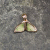 NZ Greenstone XSmall Gold Plated Whale Tail Pendant (CB070) Hapopo Pounamu