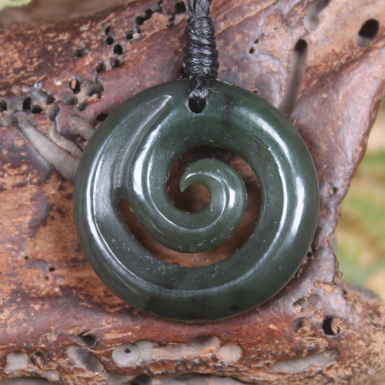 Koru pendant carved from Kawakawa Pounamu - NZ Greenstone