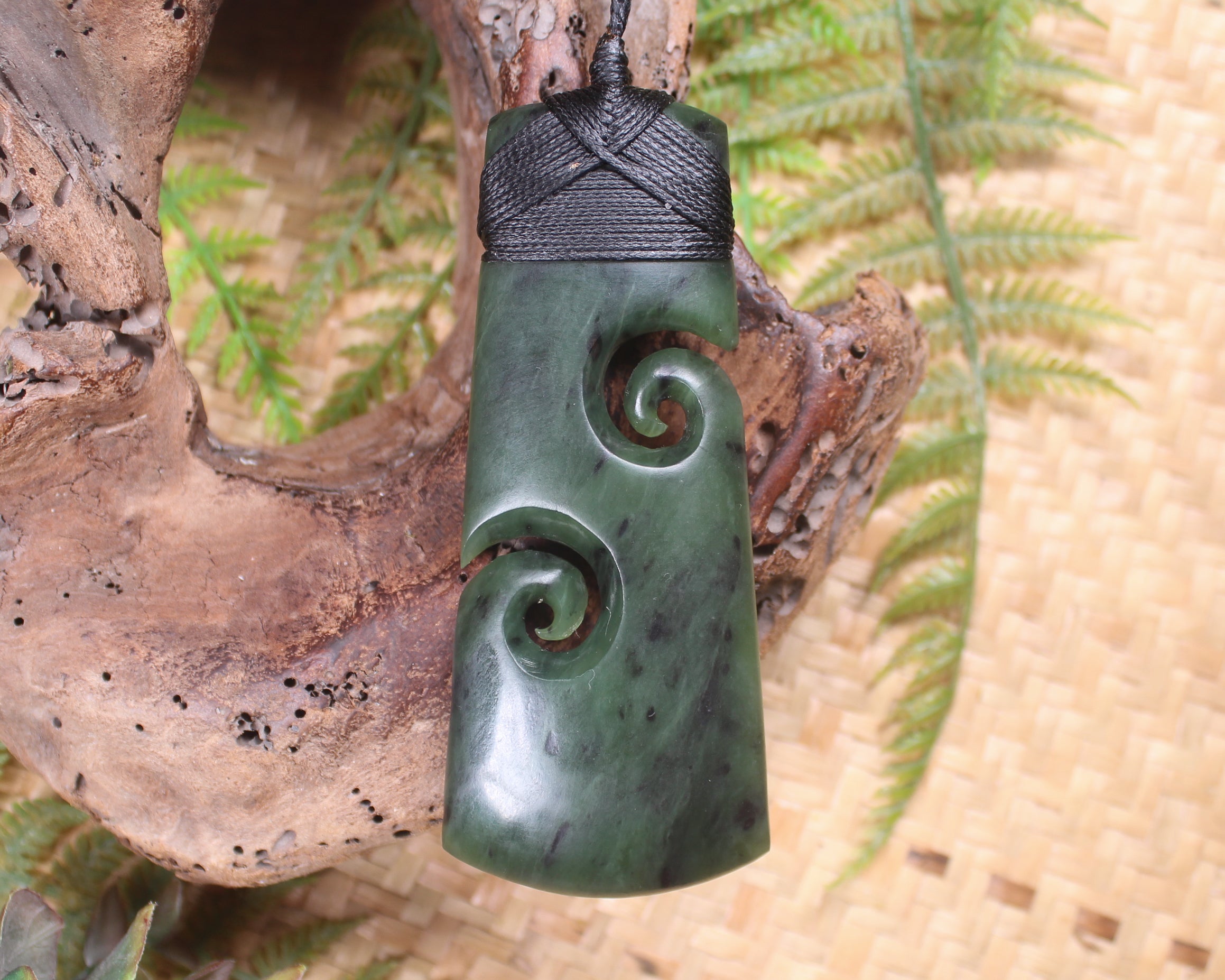 Toki or Adze with Koru Pendant carved from Rimu Pounamu - NZ Greenstone