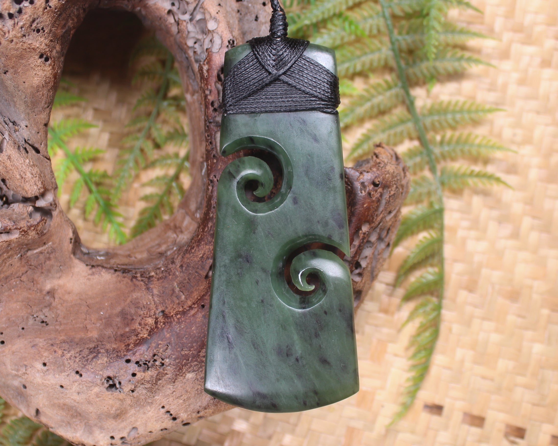 Toki or Adze with Koru Pendant carved from Rimu Pounamu - NZ Greenstone
