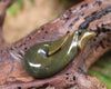 Hei Matau or Fish Hook carved from Totoweka Pounamu - NZ Greenstone