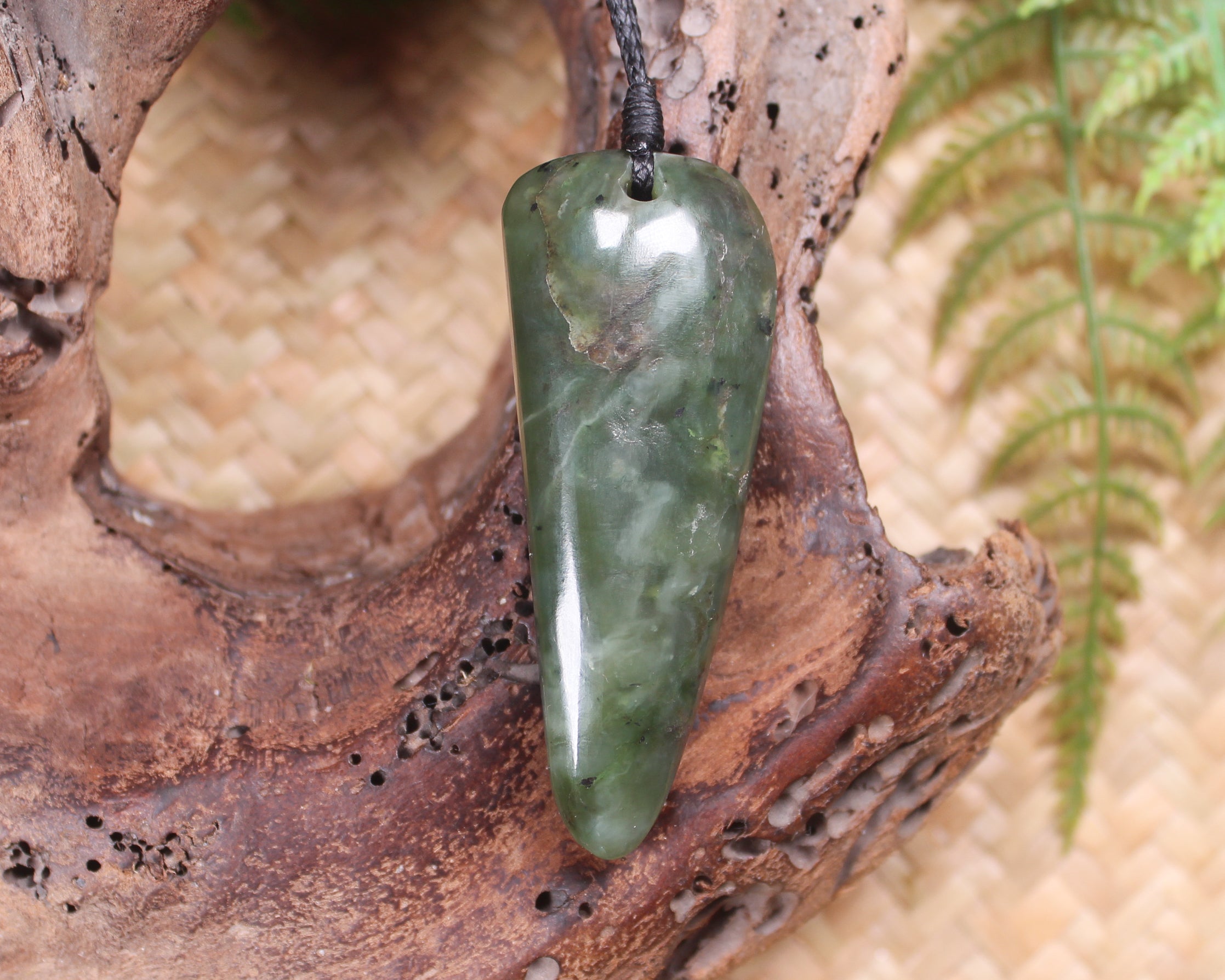 Taniwha Tooth or Niho carved from Hapopo Pounamu - NZ Greenstone