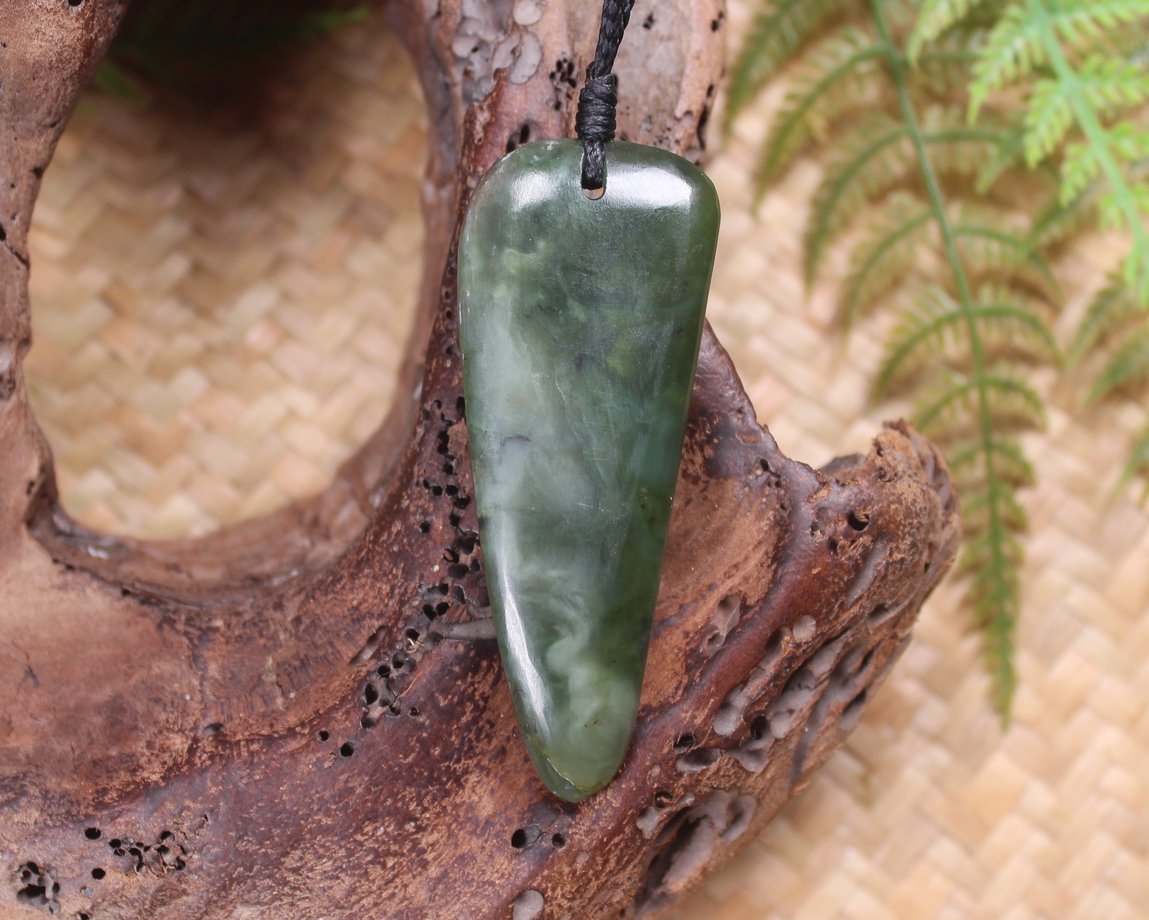 Taniwha Tooth or Niho carved from Hapopo Pounamu - NZ Greenstone