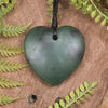 Heart carved from Kawakawa Pounamu - NZ Greenstone