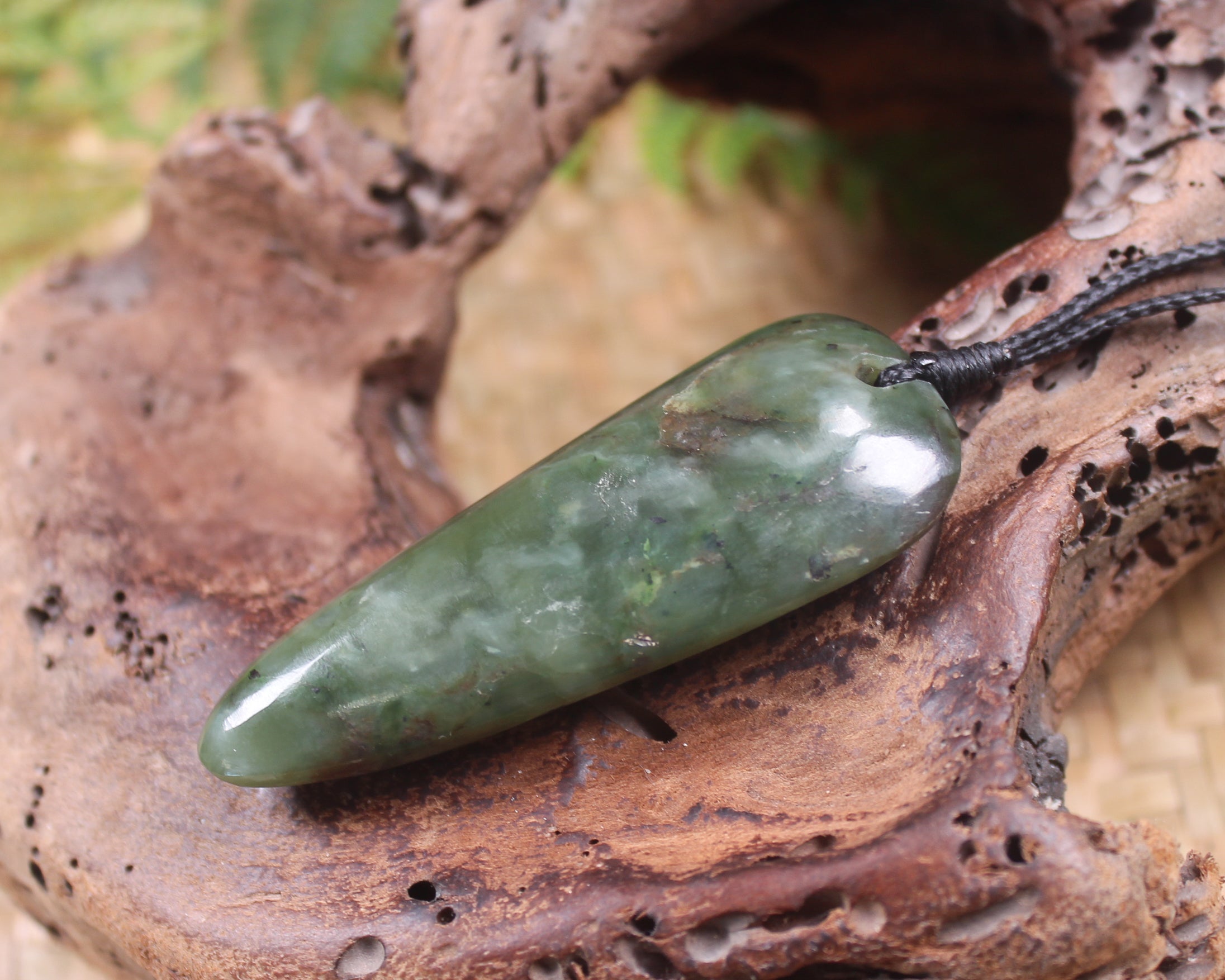 Taniwha Tooth or Niho carved from Hapopo Pounamu - NZ Greenstone